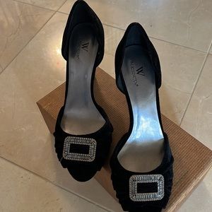 Worthington velvet heels with embellishment